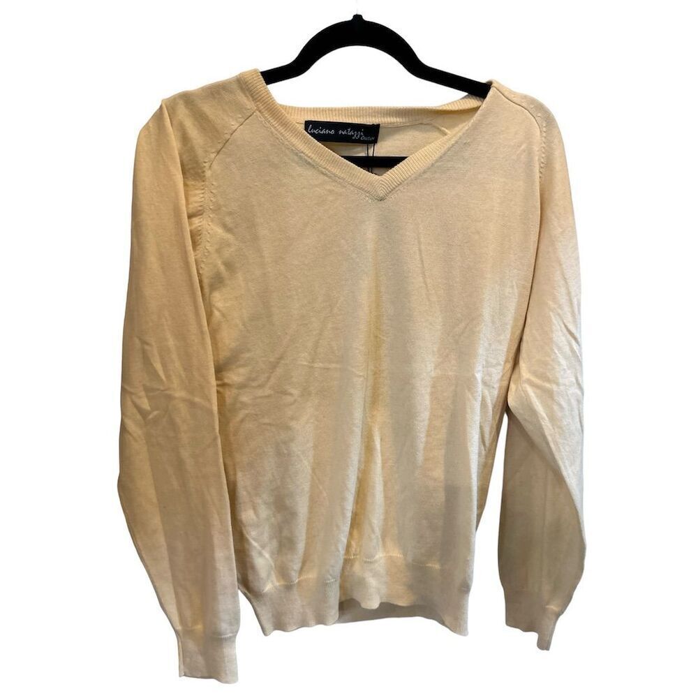 Luciano Natazzi Couture Men's‎ V-Neck Sweater Light Yellow Size L